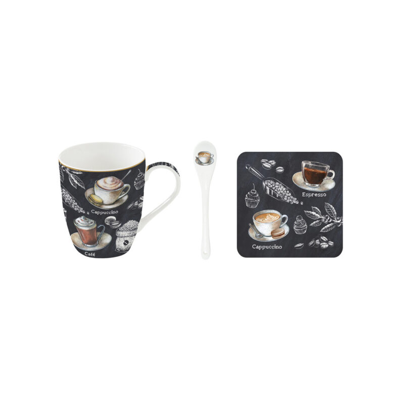 Kubek porcelanowy z podkładką korkową